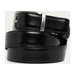 Trussardi Jeans - Pasek skórzany dwustronny. Czarne paski męskie Trussardi Jeans, w paski, z jeansu. Za 299,90 zł.