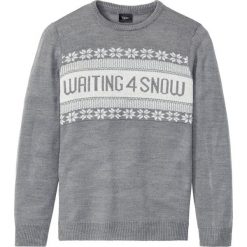 Sweter bożonarodzeniowy bonprix szary melanż. Szare swetry męskie bonprix, s, bez wzorów, z okrągłym kołnierzem, bez kaptura. Za 89,99 zł.