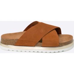 Vero Moda - Klapki. Pomarańczowe klapki damskie marki Vero Moda, ze skóry. W wyprzedaży za 129,90 zł.