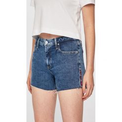 Calvin Klein Jeans - Szorty. Niebieskie szorty damskie Calvin Klein Jeans, bez wzorów, z elastanu, casualowe. W wyprzedaży za 199,90 zł.