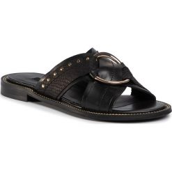 Klapki GINO ROSSI - MIRA-01 Black. Czarne klapki damskie Gino Rossi, z aplikacjami, ze skóry, bez obcasa, na obcasie. Za 269,99 zł.
