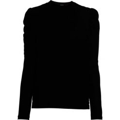 Shirt z dżerseju bonprix czarny. Czarne koszulki damskie bonprix, na imprezę, bez wzorów, z dżerseju, bez kołnierzyka, z długim rękawem. Za 34,99 zł.