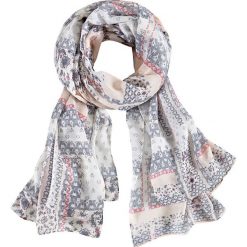 Chusty damskie: Chusta w ornamentowy deseń bonprix niebiesko-fiołkowy bez – jasnoróżowo-biały