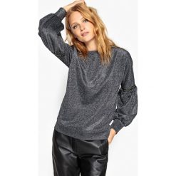 Błyszcząca bluza z rękawami z bufkami. Szare bluzy damskie marki La Redoute Collections, l, z bawełny, z długim rękawem, długie. Za 170,06 zł.