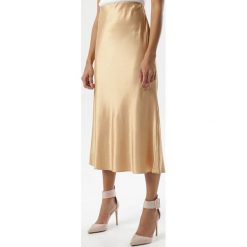 Beżowa Spódnica Decisively. Brązowe spódniczki damskie Born2be, s, bez wzorów, z satyny, eleganckie, midi, trapezowe. Za 119,99 zł.