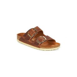 Klapki Birkenstock ARIZONA BIG BUCKLE. Pomarańczowe klapki damskie Birkenstock, bez wzorów, bez obcasa. Za 463,20 zł.
