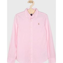 Polo Ralph Lauren - Koszula dziecięca 140-158 cm. Różowe bluzki dziewczęce Polo Ralph Lauren, bez wzorów, z bawełny, polo, z długim rękawem, długie, bez kaptura. W wyprzedaży za 179,90 zł.