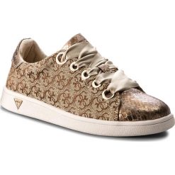Sneakersy GUESS - FLSRY3 FAL12 BEIBR. Żółte półbuty damskie marki Guess, z aplikacjami, ze skóry ekologicznej, bez obcasa, na płaskiej podeszwie, bez zapięcia. W wyprzedaży za 279,00 zł.