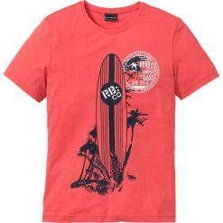 T-shirt Slim Fit bonprix koralowy. Różowe koszulki męskie bonprix, s, bez wzorów, z okrągłym kołnierzem, bez rękawów. Za 37,99 zł.