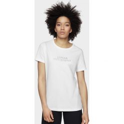 T-shirt damski. T-shirty damskie l, bez wzorów, z bawełny, bez kołnierzyka. W wyprzedaży za 34,99 zł.