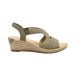 Rieker Sandały khaki female zielony 36. Zielone sandały damskie Rieker, w paski, z syntetyku, z paskami. Za 229,00 zł.
