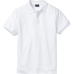 Shirt polo bonprix biały. Białe koszulki męskie bonprix, xl, bez wzorów, z bawełny, bez rękawów. Za 37,99 zł.