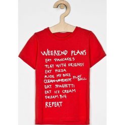 Name it - T-shirt dziecięcy 98-128 cm. Czerwone t-shirty chłopięce Name it, z nadrukiem, z bawełny, bez rękawów. Za 39,90 zł.