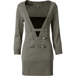 Swetry damskie: Sweter bonprix oliwkowy