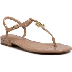 Sandały LAUREN RALPH LAUREN - Elmstead 802797271001 Natural. Brązowe klapki damskie Lauren Ralph Lauren, z aplikacjami, ze skóry ekologicznej, bez obcasa, na obcasie. W wyprzedaży za 339,00 zł.