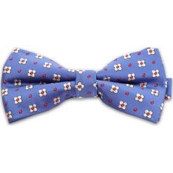 Niebieksa Mucha w Drobne Białe Kwiatki, Kwiaty, Męska MUVRN0017. Niebieskie muszki męskie Vernon, na imprezę, w paski, eleganckie. Za 29,00 zł.