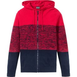Sweter rozpinany bonprix ciemnoniebiesko-czerwony. Niebieskie kardigany męskie bonprix, s, bez wzorów, z bawełny. Za 99,99 zł.