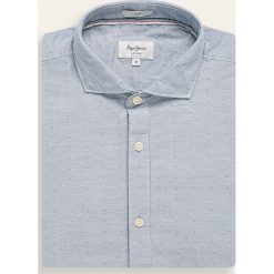 Pepe Jeans - Koszula Jake. Niebieskie koszule męskie Pepe Jeans, s, bez wzorów, z bawełny, casualowe, z włoskim kołnierzykiem, z długim rękawem. Za 319,90 zł.
