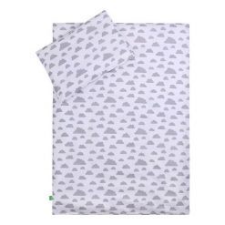 LULANDO Komplet pościeli, Chmurki szare na białym tle, 100x135 + 40x60 cm uniwersalny. Szare komplety niemowlęce Lulando, bez wzorów. Za 128,92 zł.