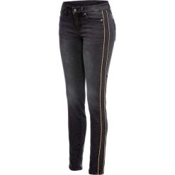 Dżinsy SKINNY z lampasami bonprix czarny denim. Czarne jeansy damskie bonprix, bez wzorów, z jeansu. Za 64,99 zł.