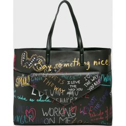 Desigual - Torebka. Szare torebki klasyczne damskie Desigual, z materiału, duże. W wyprzedaży za 249,90 zł.