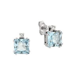 Kolczyki damskie: Zjawiskowe Białe Złoto Kolczyki – złoto białe 750, Aquamarine…