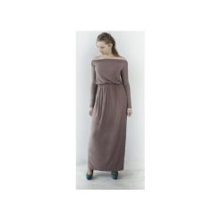 SUKIENKA LONG MAXI CAPPUCCINO. Brązowe długie sukienki marki Meleksima, l, z materiału, z długim rękawem, oversize. Za 125,30 zł.
