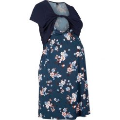 Sukienka ciążowa i do karmienia piersią w kwiaty bonprix ciemnoniebieski w kwiaty. Niebieskie sukienki damskie bonprix, w kwiaty, z wiskozy, bez kołnierzyka, moda ciążowa, bez rękawów. Za 109,99 zł.