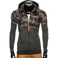 Bluzy męskie: BLUZA MĘSKA ROZPINANA Z KAPTUREM B800 - KHAKI