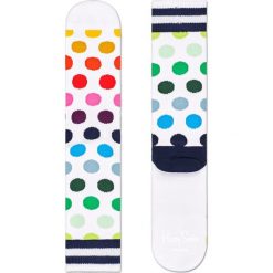Happy Socks - Skarpetki Athletic Big Dot Crew. Białe skarpetki damskie Happy Socks, bez wzorów, z elastanu. Za 49,90 zł.