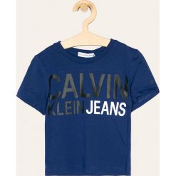 Calvin Klein Jeans - T-shirt dziecięcy 104-178 cm. Niebieskie t-shirty chłopięce Calvin Klein Jeans, z nadrukiem, z bawełny, bez rękawów. Za 139,90 zł.