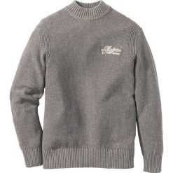 Golfy męskie: Sweter ze stójką Regular Fit bonprix szary melanż