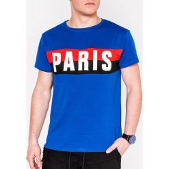 T-shirt męski z nadrukiem S1070 - niebieski. Niebieskie t-shirty męskie Ombre Clothing, s, z nadrukiem, z bawełny, bez kołnierzyka. Za 14,99 zł.
