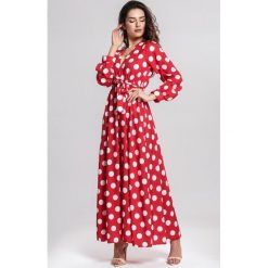 Czerwona Sukienka Overheat. Czerwone sukienki damskie Renee, s, w paski, eleganckie, bez kołnierzyka, bez rękawów, maxi. Za 119,99 zł.