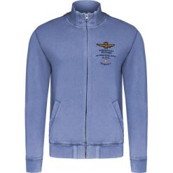 Bluza AERONAUTICA MILITARE. Niebieskie bluzy męskie Aeronautica Militare, bez wzorów, z dzianiny, ze stójką, bez rękawów, bez kaptura. Za 700,00 zł.