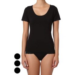 T-shirty damskie: T-shirt (3 szt.) w kolorze czarnym
