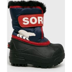 Sorel - Śniegowce dziecięce Snow Commander. Czarne śniegowce chłopięce Sorel, na zimę, bez zapięcia. W wyprzedaży za 159,90 zł.