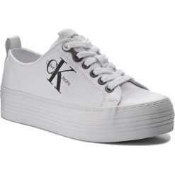 Tenisówki CALVIN KLEIN JEANS - Zolah R0673 White. Białe półbuty damskie Calvin Klein Jeans, bez wzorów, z jeansu, na sznurówki. W wyprzedaży za 269,00 zł.