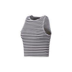 Bluzki Reebok Sport Koszulka Striped Crop. Białe bluzki sportowe damskie Reebok Sport, xs, bez wzorów, bez kołnierzyka, bez rękawów, bez kaptura. Za 129,00 zł.