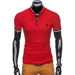 KOSZULKA MĘSKA POLO BEZ NADRUKU S916 - CZERWONA. Czerwone koszulki polo męskie Ombre Clothing, s, z nadrukiem, bez rękawów. Za 34,99 zł.