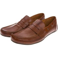 Mokasyny Brązowe Belize. Pomarańczowe mokasyny męskie LANCERTO, na lato, z jeansu. W wyprzedaży za 299,90 zł.