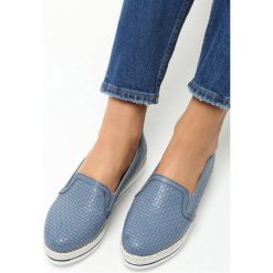 Trampki damskie slip on: Niebieskie Slip On Jesen
