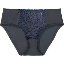 Figi maxi bonprix ciemnoszaro-ciemnoniebieski. Niebieskie majtki damskie bonprix, w koronkowe wzory, z koronki. Za 34,99 zł.