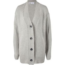 Sweter rozpinany oversize bonprix jasnoszary melanż. Szare swetry damskie bonprix, bez wzorów, bez rękawów, bez kaptura. Za 109,99 zł.