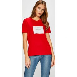 Only - Top. Szare topy damskie ONLY, l, z nadrukiem, z bawełny, z okrągłym kołnierzem. W wyprzedaży za 69,90 zł.