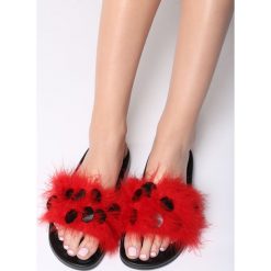Czerwone Klapki Red Diamond. Brązowe klapki damskie marki Born2be, z materiału, na obcasie. Za 39,99 zł.