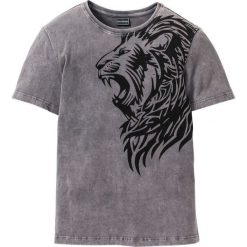 T-shirt Slim Fit bonprix szary "used". Szare t-shirty męskie bonprix, s, z nadrukiem, bez kołnierzyka. Za 54,99 zł.