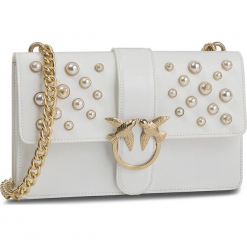 Torebka PINKO - Love Leather Pearls Tracolla Al 18-19 PLTT 1P216H Y4YB White Z04. Białe torebki klasyczne damskie Pinko, ze skóry. Za 1639,00 zł.