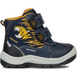 Geox chłopięce buty zimowe Flanfil 22 ciemny niebieski. Niebieskie buty chłopięce zimowe Geox, bez zapięcia. Za 329,00 zł.