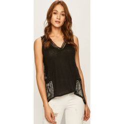 Desigual - Top. Czarne bluzki damskie Desigual, s, bez wzorów, z poliesteru, bez kołnierzyka. W wyprzedaży za 239,90 zł.